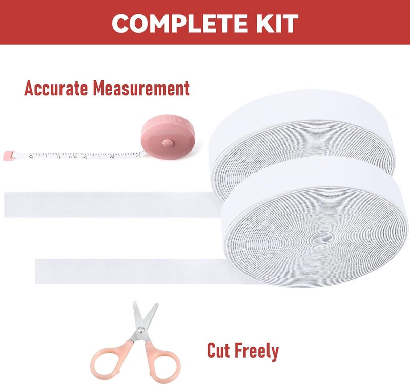 PTUNA 30Ft *2 Inch Hook and Loop Tape with Adhesive Back, Heavy Duty Double Sided Adhesive Strips, Strong Sticky Strips Roll for Home/Office/School/Car, White - Image 4